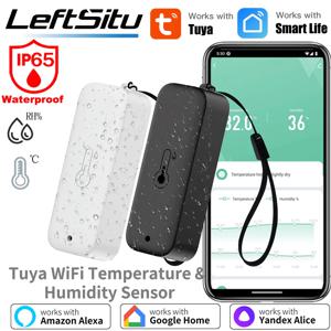 Tuya WiFi 실외 온도 습도 센서 온도계 스마트 라이프 Google Assistant, IP65 방수 + 교수형 로프와 함께 작동