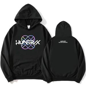 KPop Demon Hunters Huntrix 로고 후드 여성 남성 의류 느슨한 양털 영화 인쇄 2025 풀오버 그래픽 후드 여성 탑