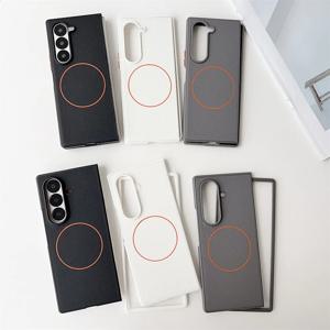 삼성 갤럭시 Z 폴드 7 6 5 폴드7 폴드6 폴드5 5G용 MagSafe 마그네틱 폰 케이스, 충격 방지 하드 PU 가죽 보호 커버