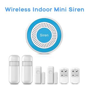 새로운 실내 스트로브 사이렌 433MHZ 라이트 사이렌 미니 독립형 스트로브 사이렌 PIR 도어 센서가있는 홈 보안 사운드 경보 시스템