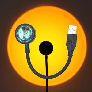 USB 일몰 램프, 휴대폰, 셀카 사진 LED 조명, 무지개 분위기, 야간 조명, 네온 일몰 조명, 프로젝터 램프