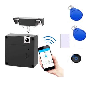전자 캐비닛 잠금 장치, 스마트 NFC RFID 잠금 장치, 이중 도어 캐비닛 서랍 목재용 슬라이드 래치 잠금 장치가 있는 숨겨진 DIY 캐비닛 잠금 장치