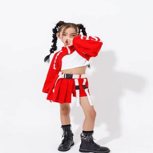 키즈 소녀 재즈 댄스 의상 어린이 거리 힙합 댄스 재즈 Kpop 댄스 의상 소녀를위한 핑크 복장 streetwear 의류 ​​세트