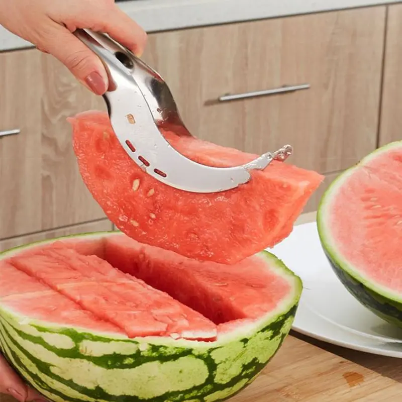 수박 유물 슬라이스 칼 스테인레스 스틸 칼 Corer 과일 및 야채 도구 수박 클립 주방 악세사리