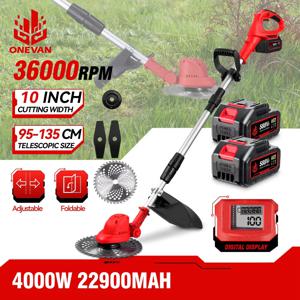 10인치 4000W 브러시리스 전기 잔디 깎는 기계 36000RPM 잔디 트리머 길이 조절 가능 마키타 18V 배터리 핀용 정원 도구