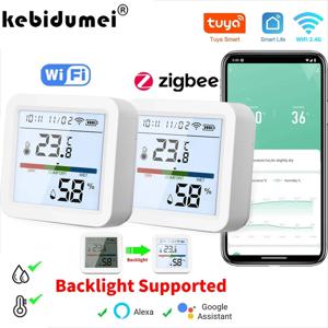 Tuya Zigbee WiFi 온도 습도 센서 습도계 온도계 감지기 스마트 라이프 원격 제어 지원 Alexa Google 홈