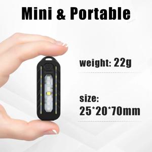 USB 충전식 LED 손전등 - 소형 키체인 조명, 캠핑, 하이킹 및 비상용 휴대용 작업 조명