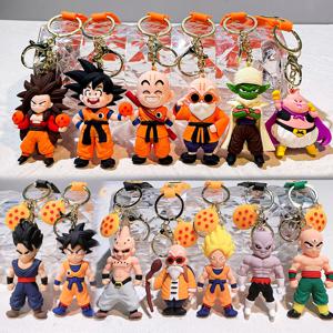 애니메이션 드래곤 볼 키 체인 패션 주얼리 손오공 베지터 피콜로 액션 피규어 8CM PVC 열쇠 고리 남성 여성 가방 펜던트