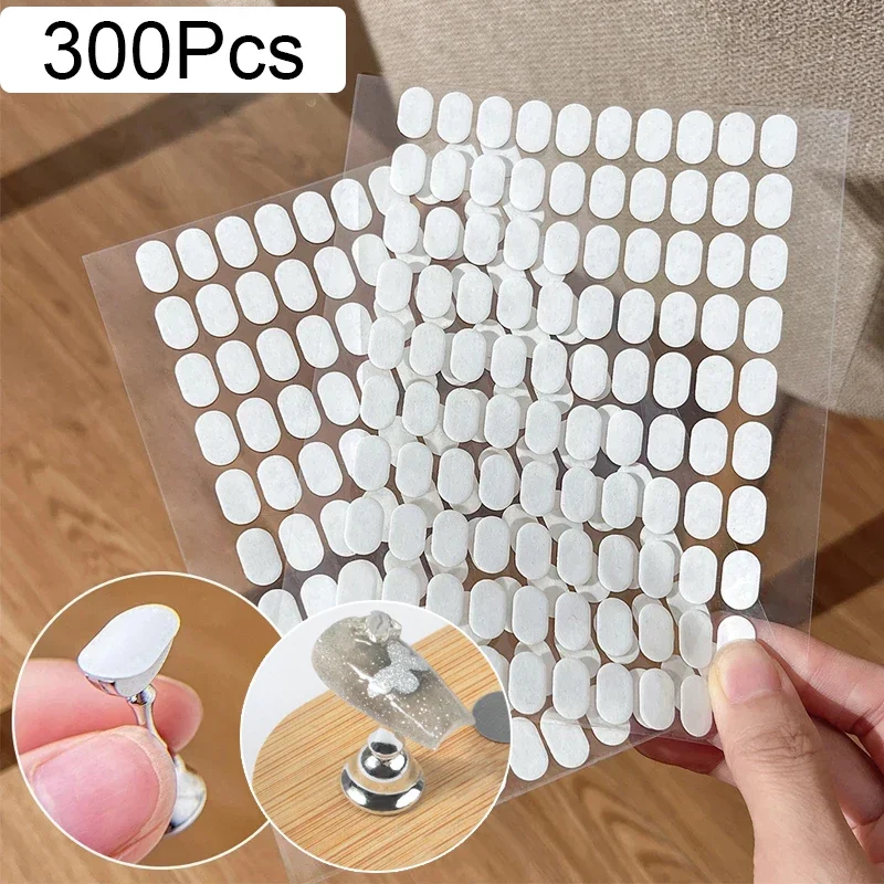 300Pcs 손톱 팁 홀더에 대 한 손톱 양면 접착 테이프 Traceless 투명 매니큐어 스트립 거짓 손톱 디스플레이 스탠드 도구