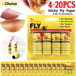 4-20PCS 끈적 리본 롤 양면 파리 종이 스트립 곤충 홈 접착제 플라이 트랩 포수 버그 모기 킬러