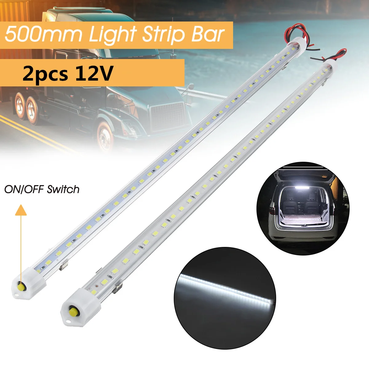 1/2/4pcs 50CM 12V 36 LED 자동차 인테리어 라이트 바 RV 캠핑카 보트 밴 트럭 트럭 캐러밴에 대 한 스위치와 밝은 흰색 빛 튜브
