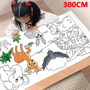 300CM DIY 낙서 스크롤 드로잉 롤 어린이를위한 스티커 색상 작성 종이 색칠 롤 어린이 그림 DIY 교육 완구