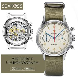 레드 스타 38mm 남성용 1963 크로노그래프 기계식 시계 파일럿 갈매기 무브먼트 ST1901 공군 항공 사파이어 거위 40mm