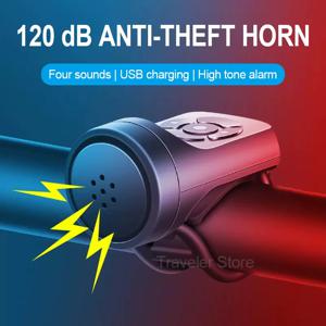 USB 충전식 자전거 오토바이 전기 벨 경적 산악 도로 사이클링 도난 방지 경보 경적 자전거 액세서리 시끄러운 벨