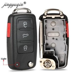 Jingyuqin 4 버튼 020AD 원격 키 쉘 케이스 VW 캐디 Eos 골프 Jetta Beetle Polo Up Tiguan Touran 5K에 적합 0837202 광고