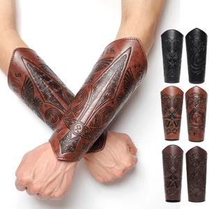 중세 PU 가죽 건틀릿 팔찌 중세 팔 Bracers 할로윈 전사 기사 사진 소품에 대한 펑크 Bracer 손목 보호대
