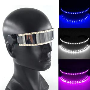 Led 안경 나이트 클럽 가장 무도회 콘서트 클럽 네온 액세서리 쿨 보그 깜박이는 LED 미래 안경 남자 금속 멋진 안경