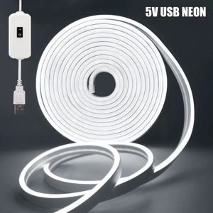 USB LED 네온 스트립 라이트 5V 유연 실리콘 로프 라이트 핸드 스윕 센서 디머 방수 가정용 실외 벽 장식