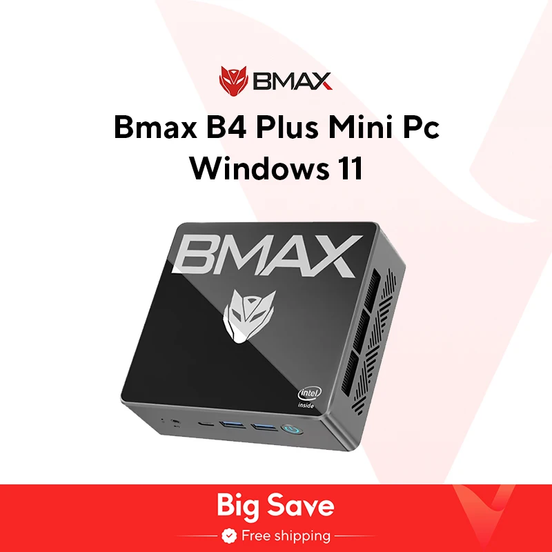 BMAX B4 플러스 미니 PC, 윈도우 11 PC, 인텔 N100, 16GB, DDR4, 512GB, SSD 2 * HDMI, 1 * C타입 지원, 인텔 UHD 그래픽, 4K @ 60Hz, 750MHz