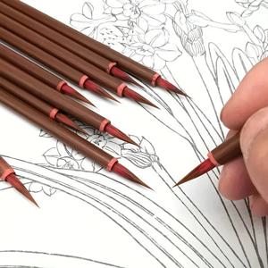 6 개/대 중국 서예 브러쉬 후크 라인 페인트 펜 브러시 그림 쓰기 작은 일반 스크립트 아트 수채화 Ceamic 브러쉬