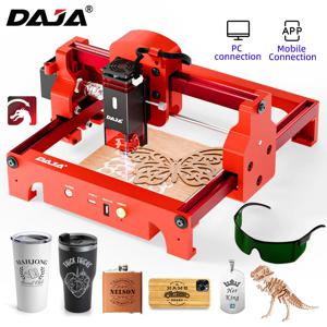 DAJA A7 레이저 조각기, 미니 휴대용 블루투스 CNC 타각기 각인 마크 인쇄, 모든 재료 절단, 목재 아크릴 종이, 10W