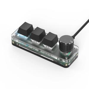 Macropad 매크로 프로그래밍 키보드 RGB 미니 핫 스왑 게임 사용자 정의 손잡이 키패드 빨간색 스위치 Photoshop 멀티미디어 용 3 키 손잡이