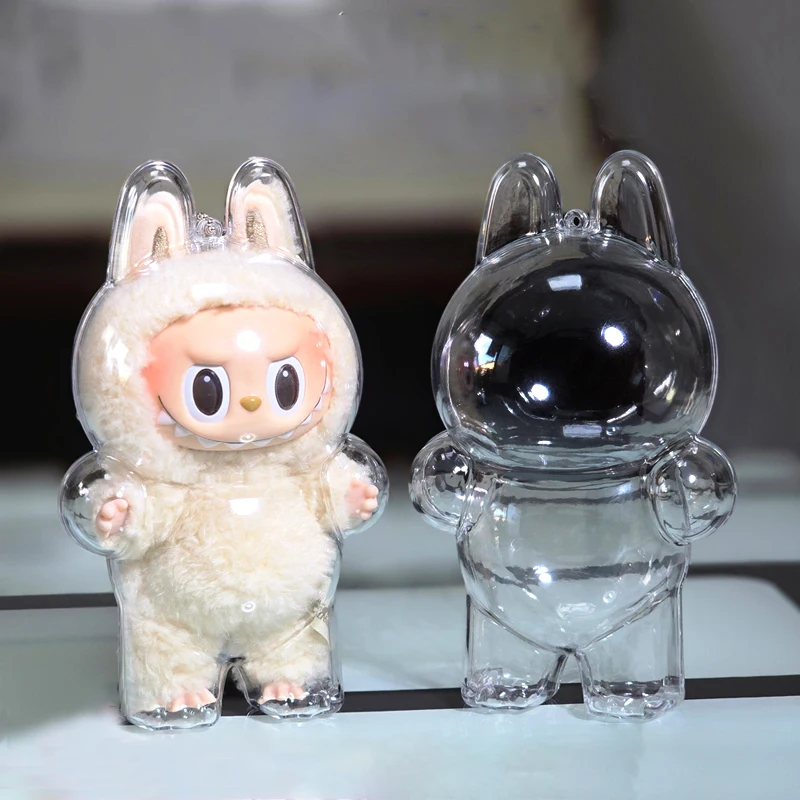 LABUBU V1 V2 투명 보호 쉘 마카롱 스탠딩 보호 커버 더스트 커버 인형 labubu 보호 케이스