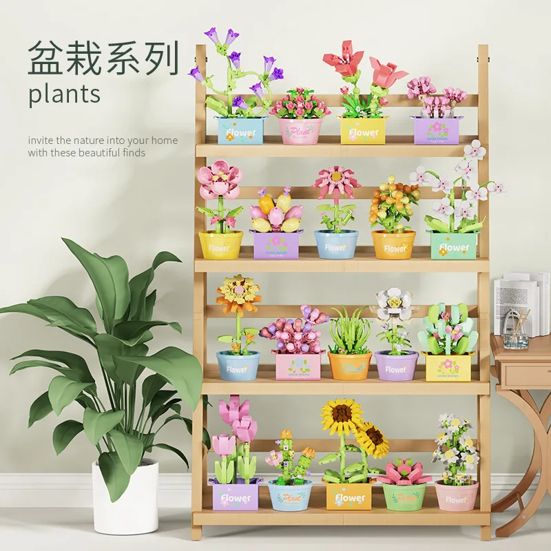 꽃다발 꽃 미니 Diy 빌딩 블록 어린이를위한 장난감 성인을위한 벽돌 블록 생성자 마이크로 벽돌 건설 세트 선물