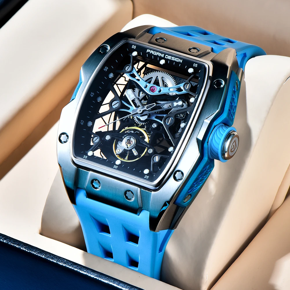 PAGANI DESIGN 남성용 스켈레톤 다이얼 기계식 시계, 사파이어 유리 자동 시계, 50M 방수, 최고 브랜드, 42mm, 2024 신제품