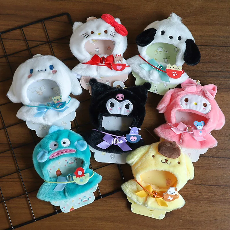 Labubu 케이프 스커트 정장 앉아 파티 Sanrio Hangyodon 옷 괴물 비닐 Labubu 복장 의류 모자 액세서리 선물 장난감