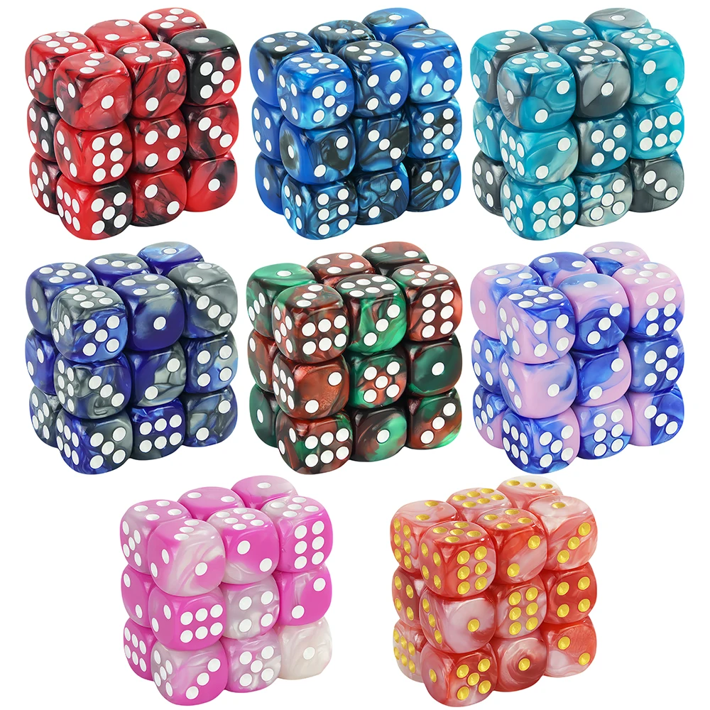 12mm D6 아크릴 오지 미니 6면 2 색 큐브 라운드 코너 게임 주사위 클럽 파티 DND RPG 보드 게임 바 테이블 액세서리
