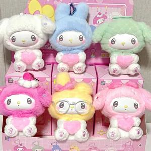 정품 Sanrio 마이 멜로디 50 주년 기념 밀크 캔디 시리즈 블라인드 박스 비닐 봉제 인형 카와이 가방 펜던트 애니메이션 피규어 장난감 선물