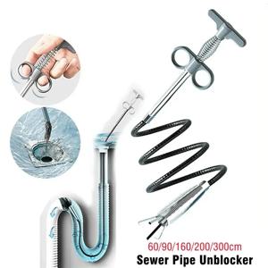 90/160/200/300cm 하수관 Unblocker 뱀 스프링 파이프 준설 도구 주방 욕실 하수구 청소 도구 주방 악세사리