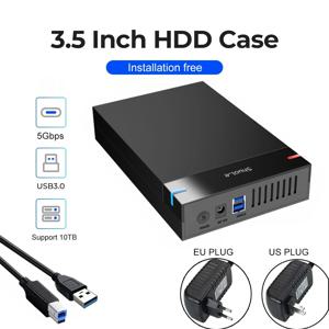 3.5인치 HDD 케이스 USB 3.0-SATA 외장형 하드 드라이브 리더 지원 10TB 하드 드라이브 인클로저 PC Lapop용 고속 어댑터