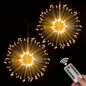 200 LED 스트링 조명 걸이식 스타버스트 램프, DIY 불꽃놀이 요정 조명, 크리스마스 화환 축제 장식, 원격 반짝이 조명