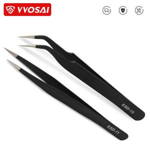 VVOSAI 곡선 스트레이트 핀셋 정전기 방지 정밀 스테인레스 집게 전화 iPad 수리 IC 칩 마더 보드 수리 핸드 툴
