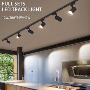LED 트랙 조명 220V 천장 스팟 Led  12/20/30/40W  천장 램프 거실 주방 라인 조명 레일 시스템 스포트라이트 세트, 라이트닝 조명 레일 시스템 레일조명led 천장조명 스포트라이트 거실등  레일트랙 라인조명