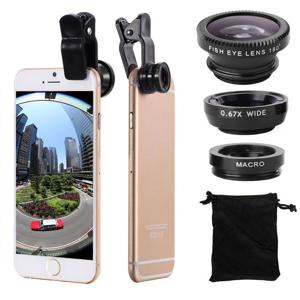 3in1 Fisheye 전화 렌즈 0.67X 광각 줌 피쉬 아이 매크로 렌즈 스마트 폰용 전화에 클립 렌즈가있는 카메라 키트