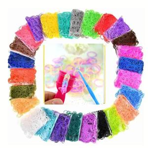 600pcs 탄성 고무 Loom 밴드 DIY Handmake 공예 고무 밴드 팔찌 어린이를위한 선물 여성 손목 보석 만들기 용품