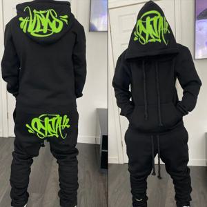 Sy 패션 스트리트 캐주얼 Tracksuits 탑 긴 바지 세트 겨울 코튼 힙합 ​​남성 여성 unisex 후드 티셔츠 스포츠 바지
