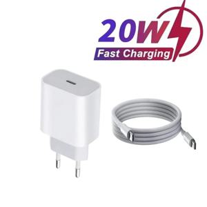 PD 20W 고속 충전 EU 충전기 플러그(iPhone iPad용 1M/3FT 케이블 포함)
