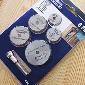 6pcs 고속 강철 원형 톱 블레이드 커팅 디스크 목재 플라스틱 및 알루미늄 용 회전 드릴링 도구 액세서리