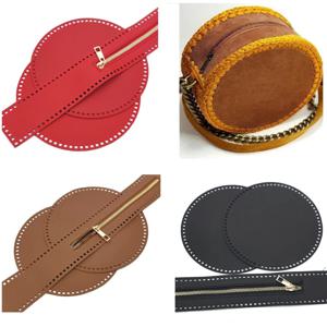 3 개/대 니트 가방에 대 한 17cm 라운드 바닥 PU 가죽 가방 기본 구멍이있는 수 제 바닥 Diy 크로 셰 뜨개질 가방 하단 액세서리
