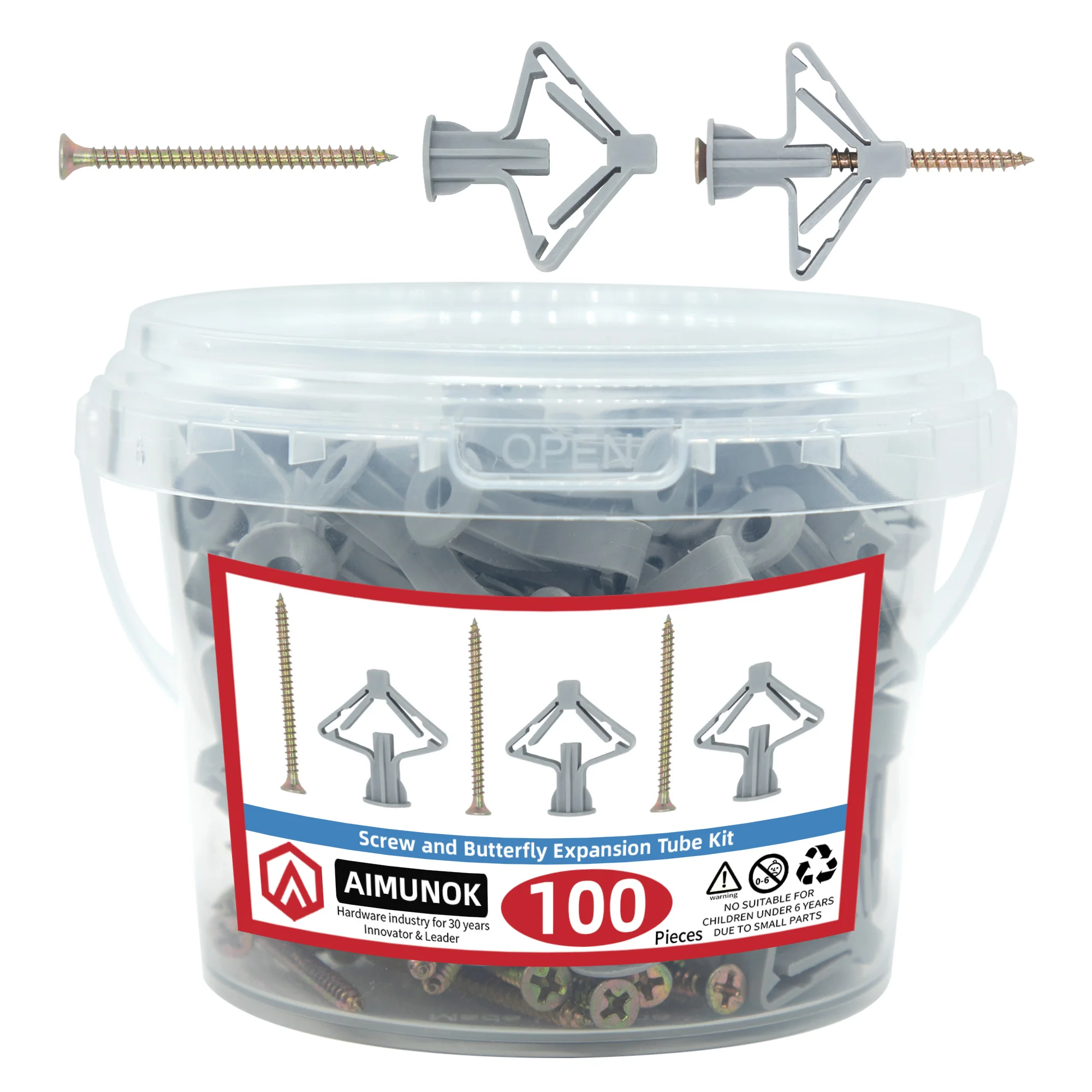 100pcs 마른 벽에서 나온 앵커 키트 중공 벽 앵커 석고 보드 플러그 나사 나비 확장 튜브 파이프 50 세트