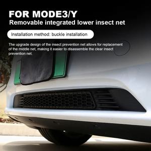 이동식 자동 버그 네트 내구성이 뛰어난 곤충 방지 전면 메쉬 그릴 버클 설치 Tesla Model 3/Y용 통합 곤충 방지 메쉬