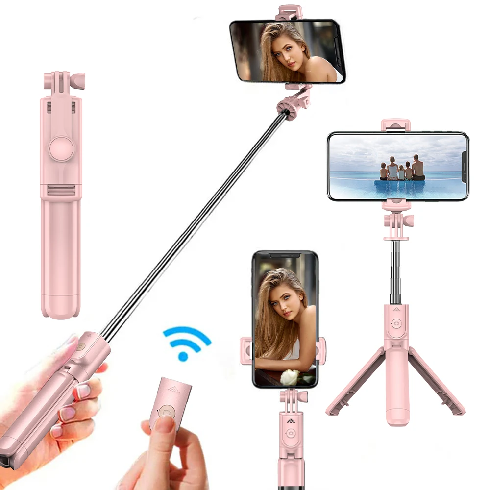 iPhone 휴대전화 Tiktok 라이브 스트리밍용 분리형 리모콘이 포함된 무선 셀카봉 삼각대 스탠드