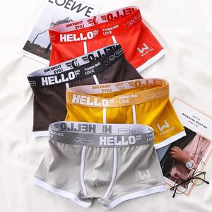 3PCS 남자 코 튼 복서 반바지 팬티 부드러운 편지 벨트 통기성 패션 스포츠 남자 복서 중반 허리 네 코너 바지 크기 L-3XL