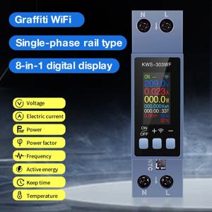 KWS-303 Tuya WiFi 전력계 스마트 스위치 8 in1 에너지 미터 85-290V AC 미터 타이머 릴레이 전압 전류 전기 미터