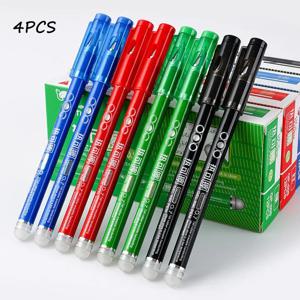 4PCS 0.7MM 열 지울 수있는 펜, 총알 펜촉, 컬러 열 감지 지울 수있는 젤 펜, 부드러운 쓰기, 검정 파랑 빨강 녹색 잉크