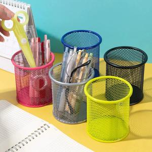 1Pcs 새로운 연필 홀더 사무실 책상 금속 메쉬 사각형 펜 냄비 컵 케이스 컨테이너 주최자 내구성 연필 케이스